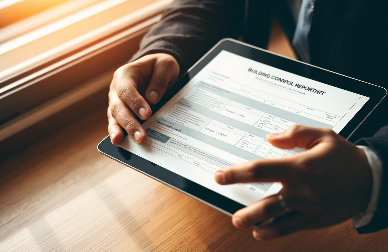 Sondereigentumsverwaltung – Eigentümer prüft Objektunterlagen auf einem Tablet